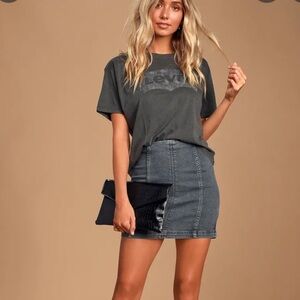 Free People Modern Femme Dark Blue Wash Denim Mini Skirt